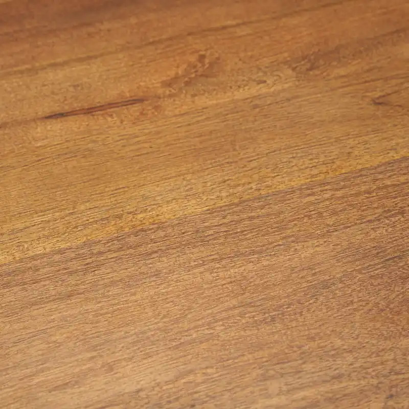 Round Coffee Table - Solid Mango Wood Top, Black Cast Iron Pedestal Base, 45 Diameter x 16H