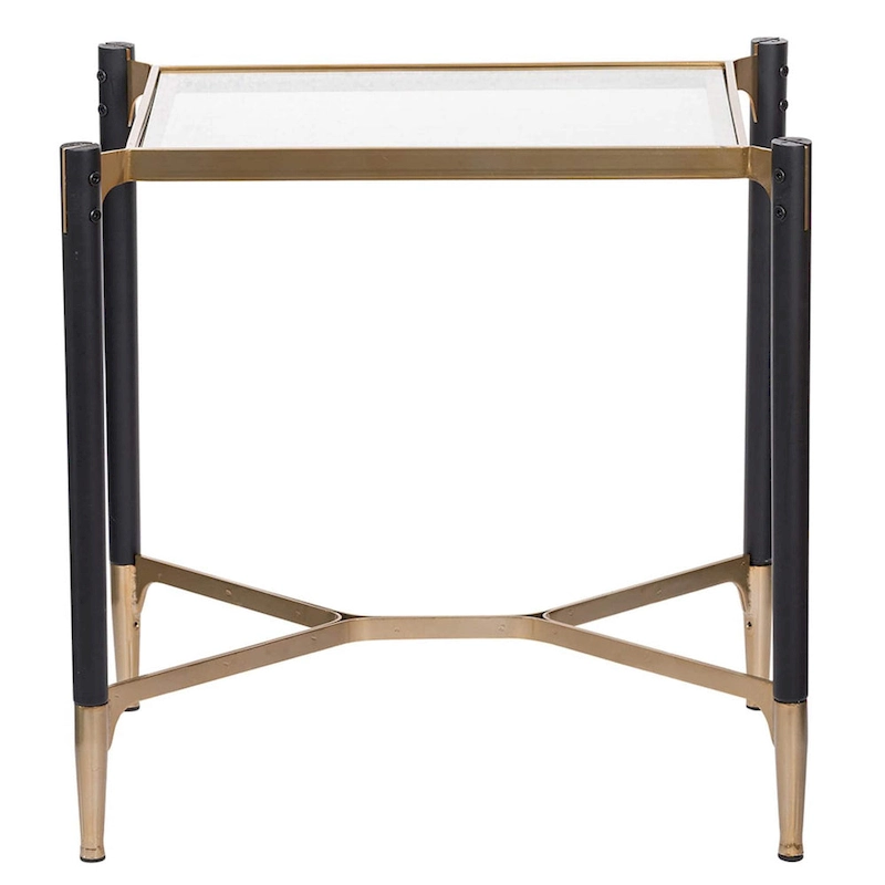 A&B Home Park View Matte Black and Gold Rectangle Occasional Table