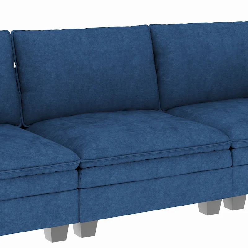 Christopher Knight Home - Noah Large 3-Seater L-Shaped Sofa with Movable Ottoman and Armrest Pockets, Fabric Upholstery