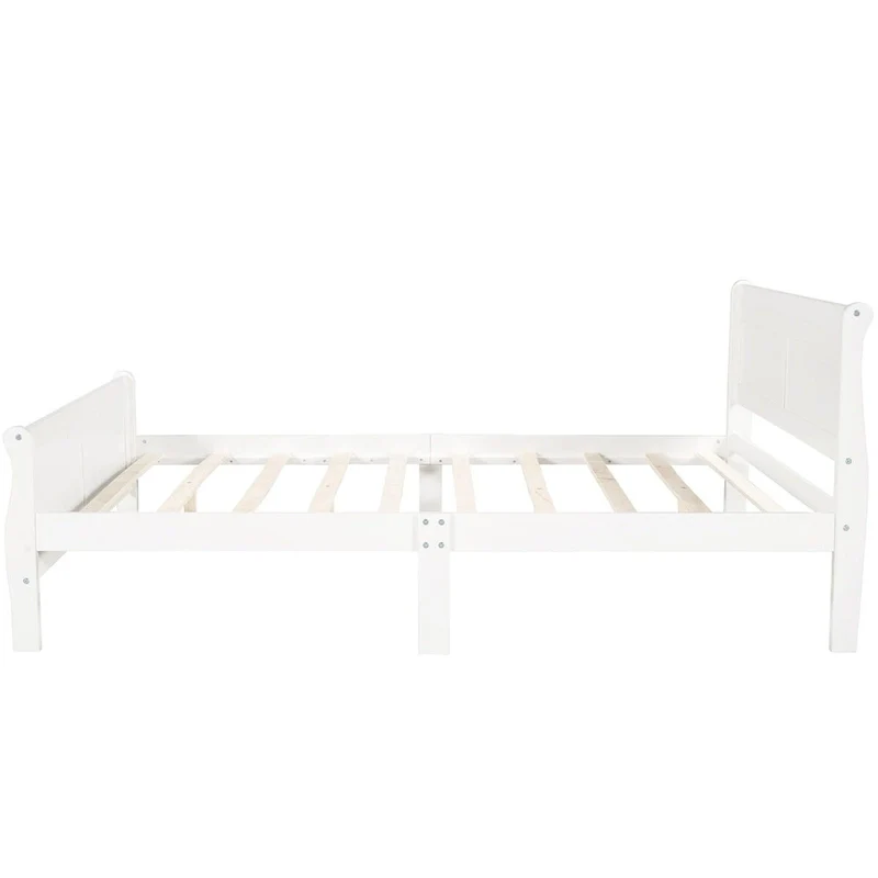 Twin/Full/Queen Wood Frame Sleigh Bed with Footboard