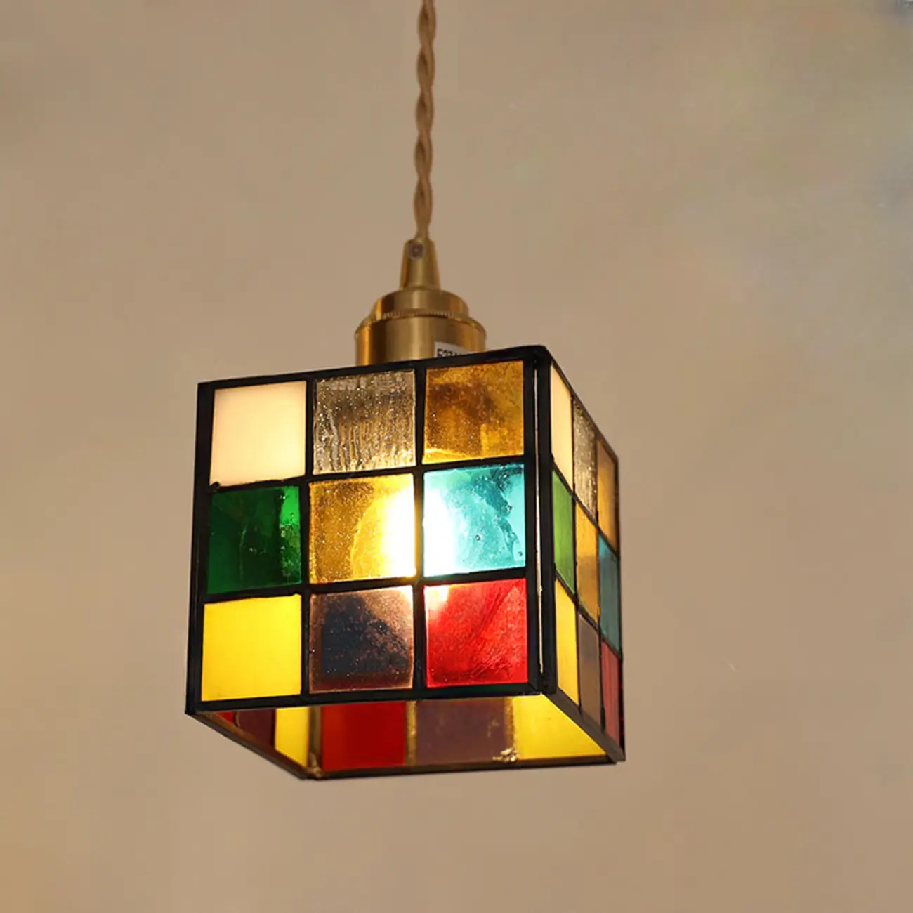 Multi-Color Glass Adjustable Hanging Pendant Light for Indoor