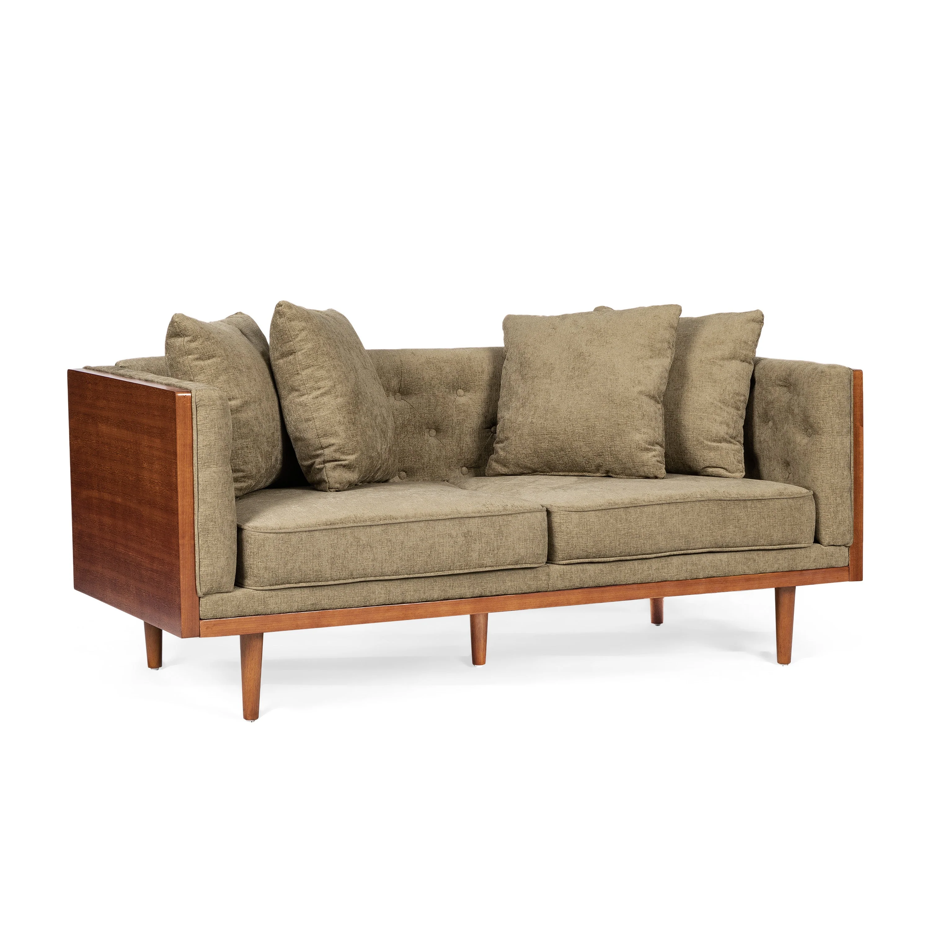 Mid-Century Modern Button-Tufted Loveseat