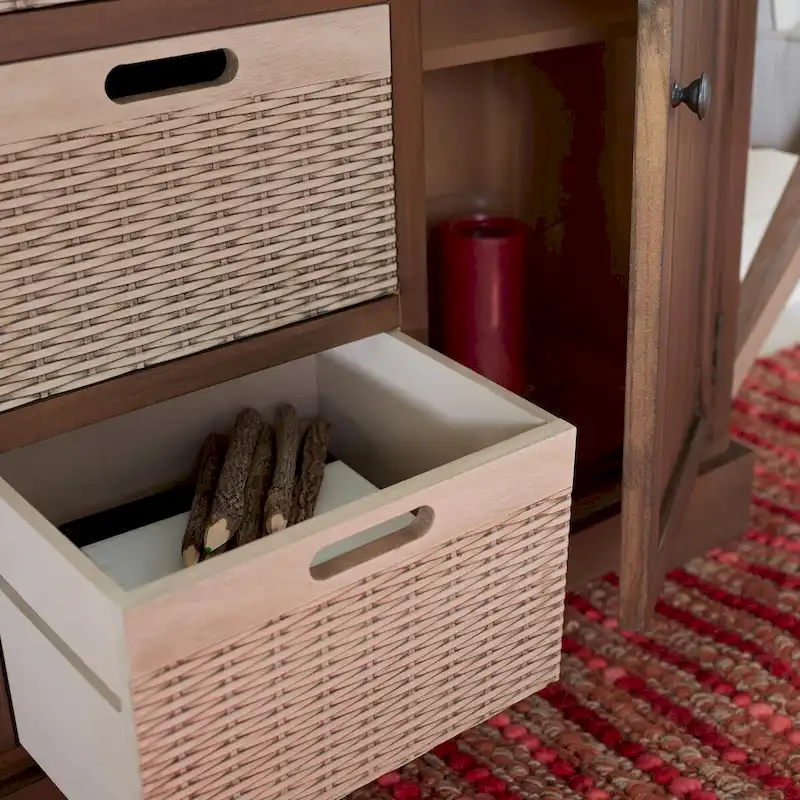 SAFAVIEH Cilla 2-Drawer And 3 Removable Baskets - 39.8 W x 12.5 L x 29.5 H - 41Wx13Dx26H