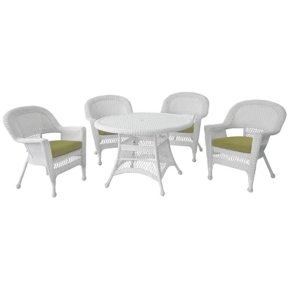 5-piece White Resin Wicker Dining Set