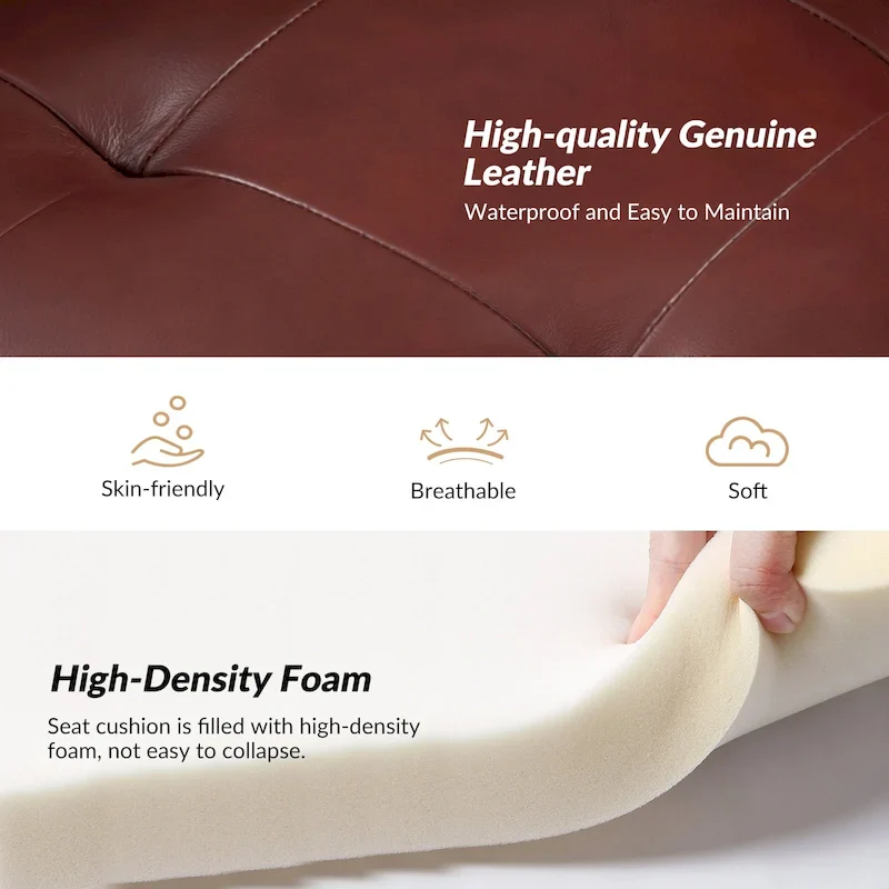 Mid-century Genuine Leather Arm Chair