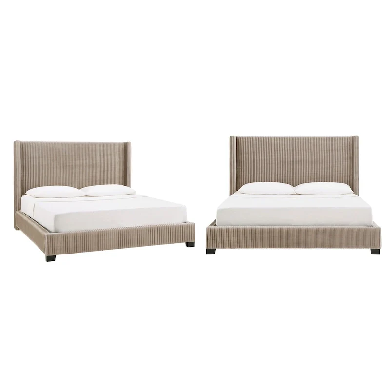 Cesky Pleated Velvet Wingback Bed