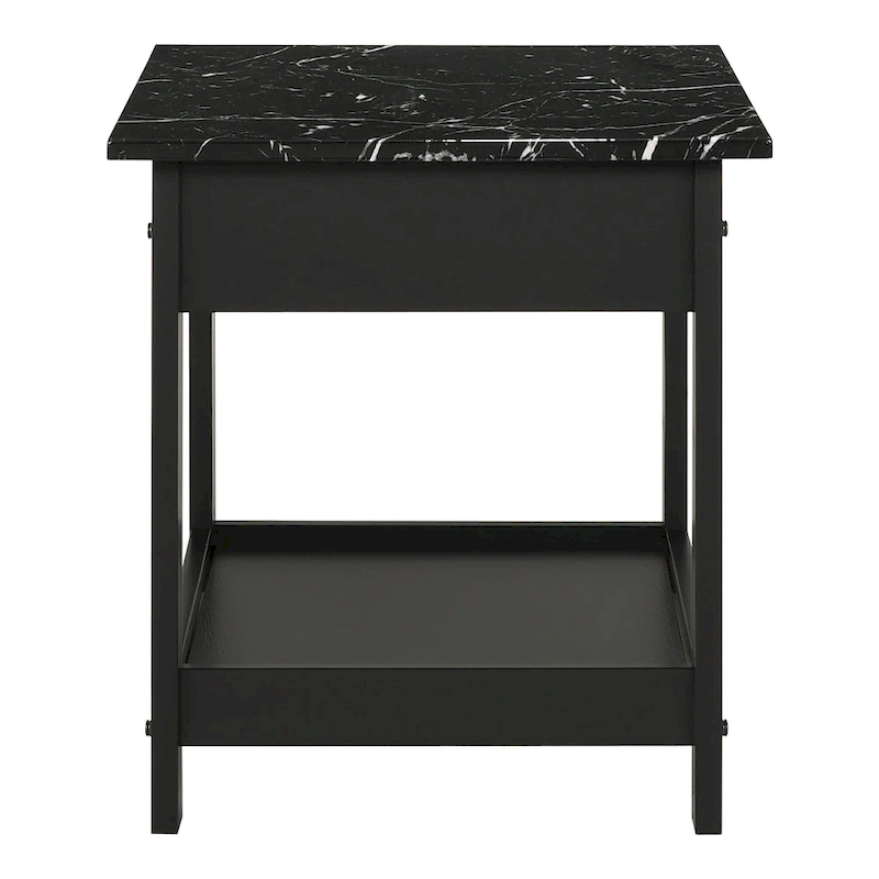 DH BASIC Transitional Rubberwood 3-Piece Open-Shelf Coffee Table and End Table Set with Drawer by Denhour