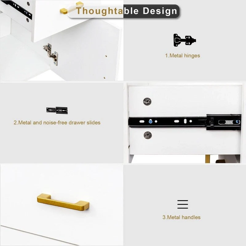 38.19 W Particle Board Computer Desk Manicure Table with 2 Drawers and 1 Cabinet