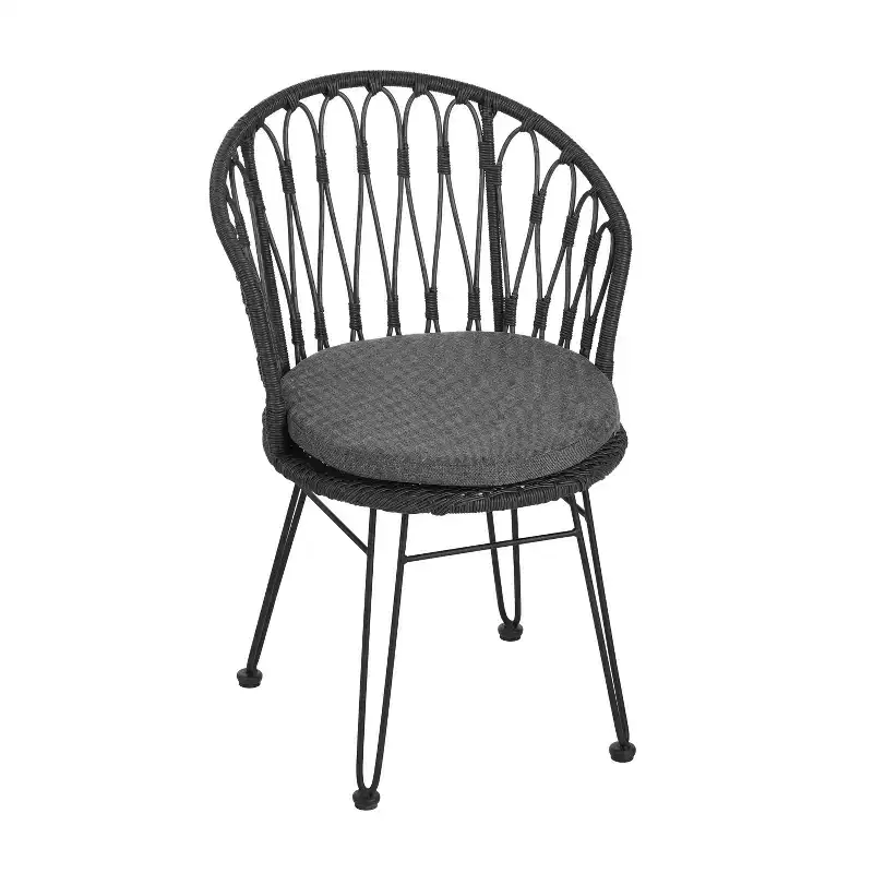 Set of 2 Chairs With 2 Gray Cushions Comfortable Seating for Living Room Dining Room