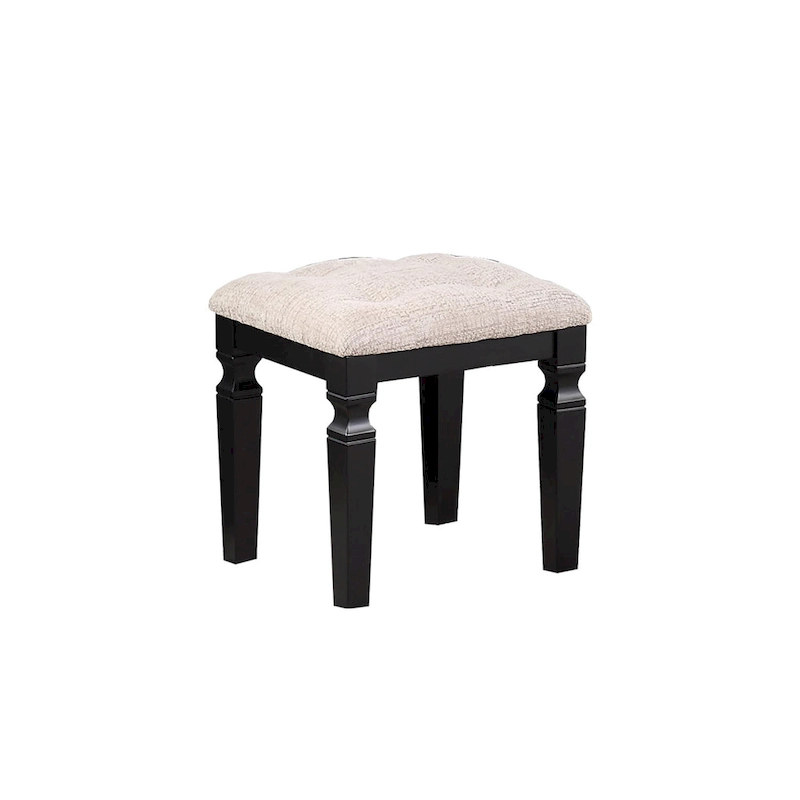 Fabric and Wood Vanity Set with Stool