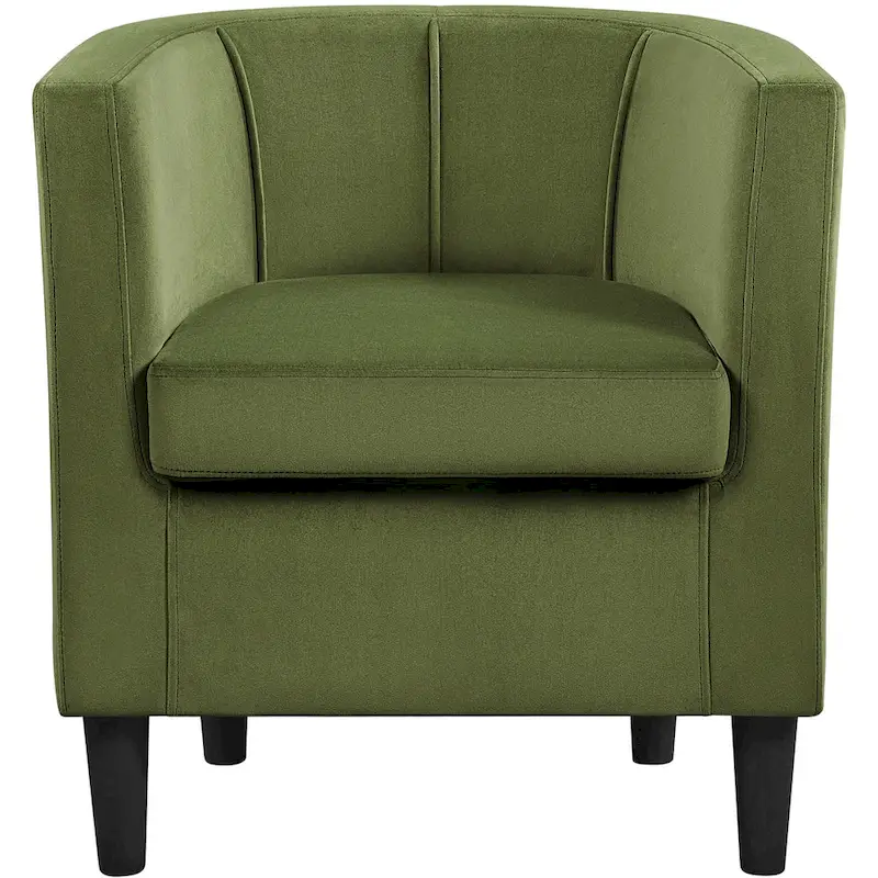 Yaheetech Modern Barrel-shaped Chair Upholstered Velvet Club Chair