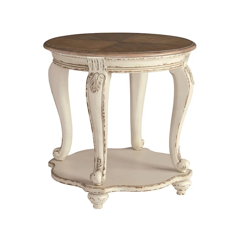 Realyn End Table - White/Brown - 26 W x 26 D x 25.88 H