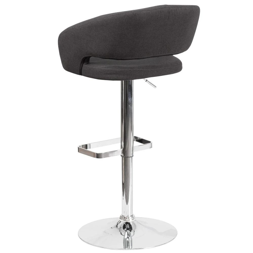 Modern Upholstered Adjustable-Height Barstool with Rounded Back