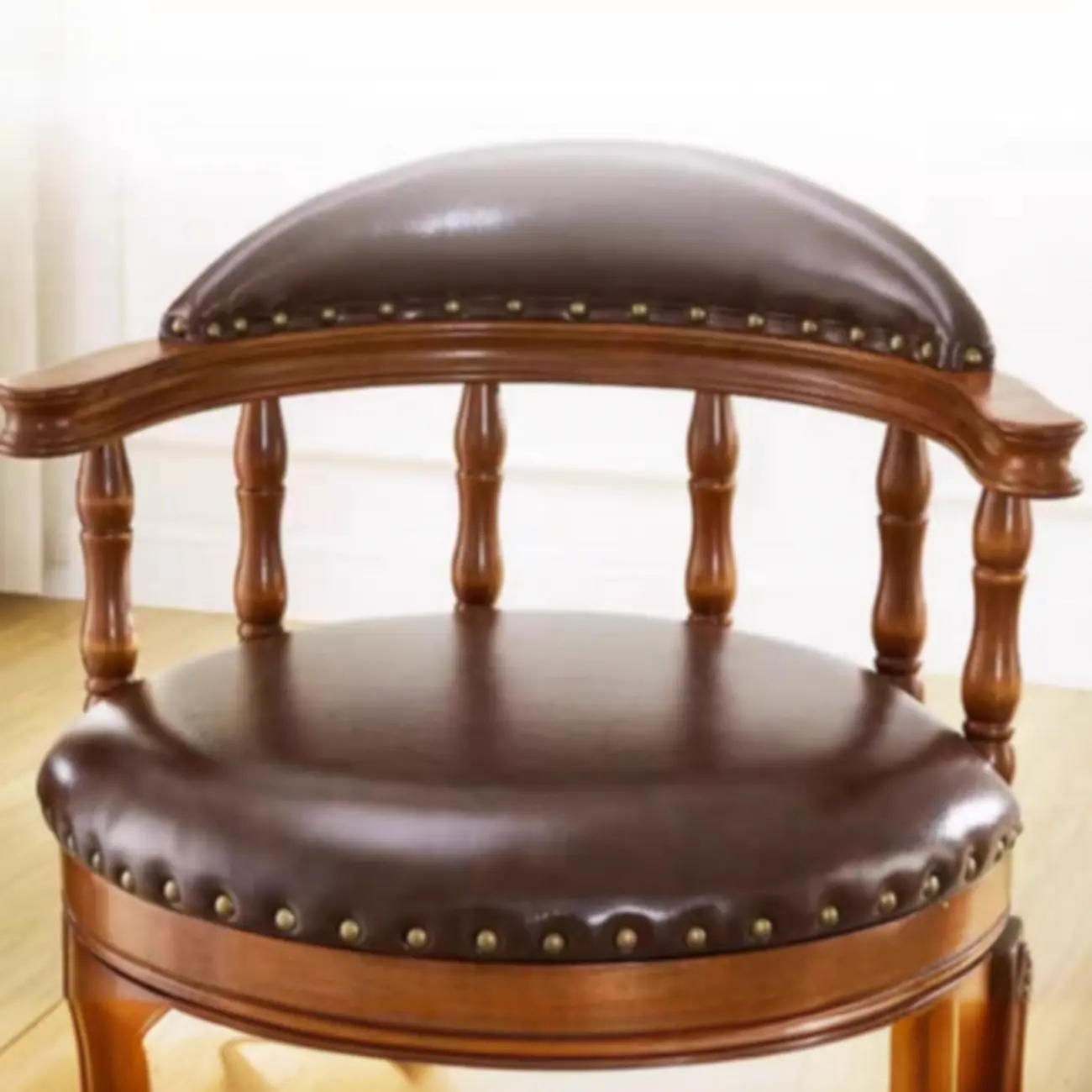 Traditional Brown Rubberwood Cushioned Bar Stools