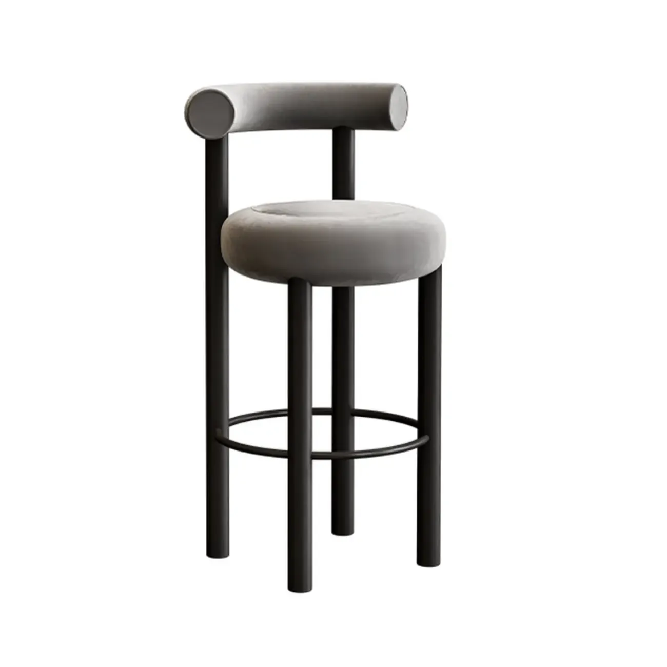 Modern Black Round Upholstered Bar Stool