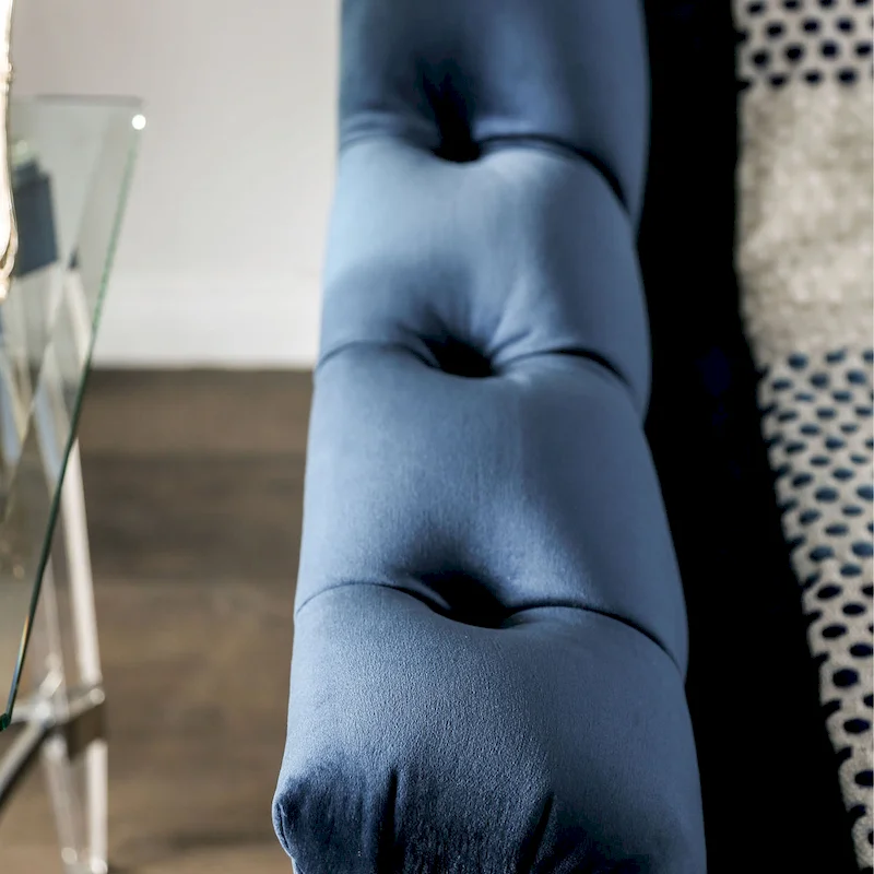 Adeben Transitional Blue Fabric Nailhead Trim Tufted 2-Piece Sofa Set by Furniture of America