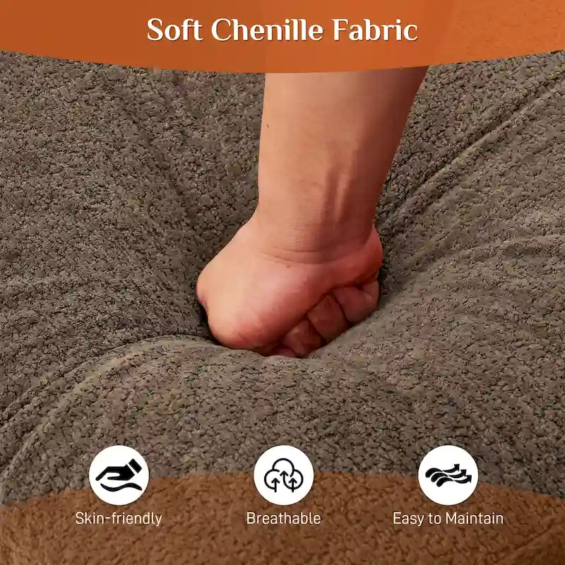 Ouyessir Soft Chenille Fabric U-shaped Sectional Sofa Set with Doudle Layer Cushion