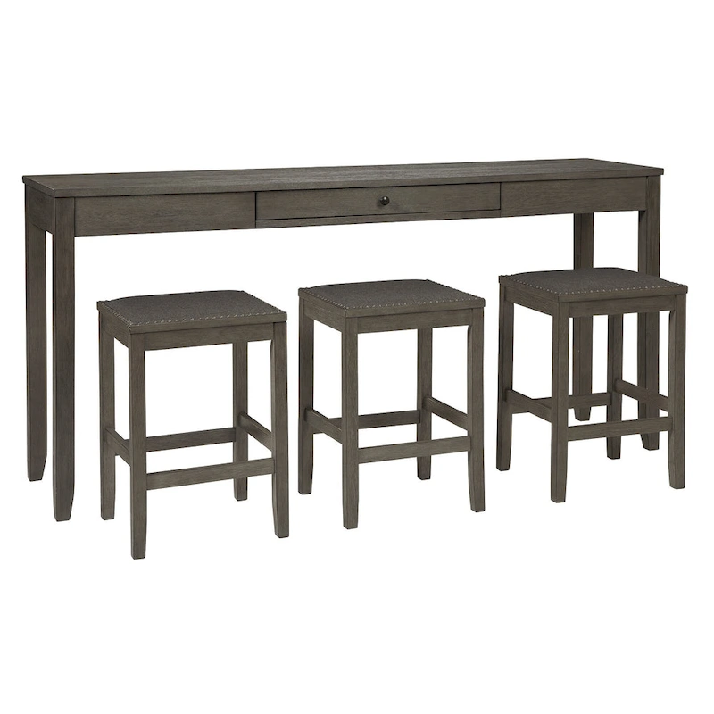 Caitbrook Rectangular Dining Room Counter Table Set of 4, Gray