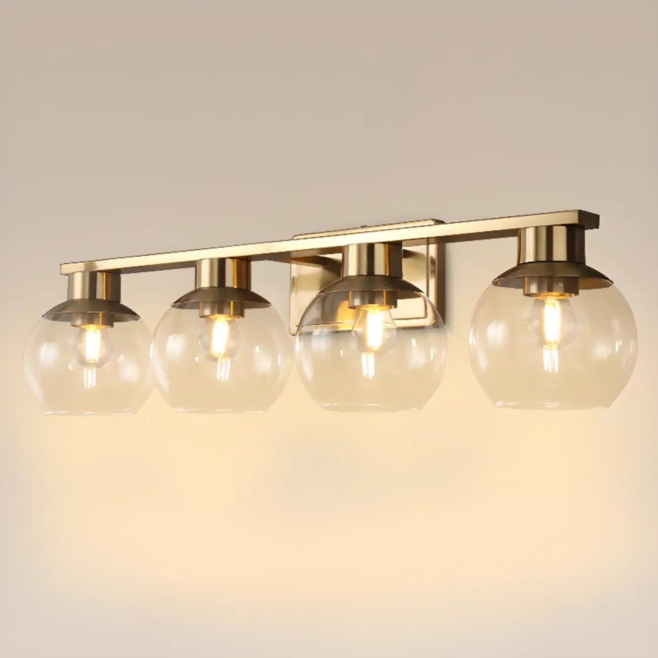 Classic Brass Vanity Lights with Transparent Ball Shade