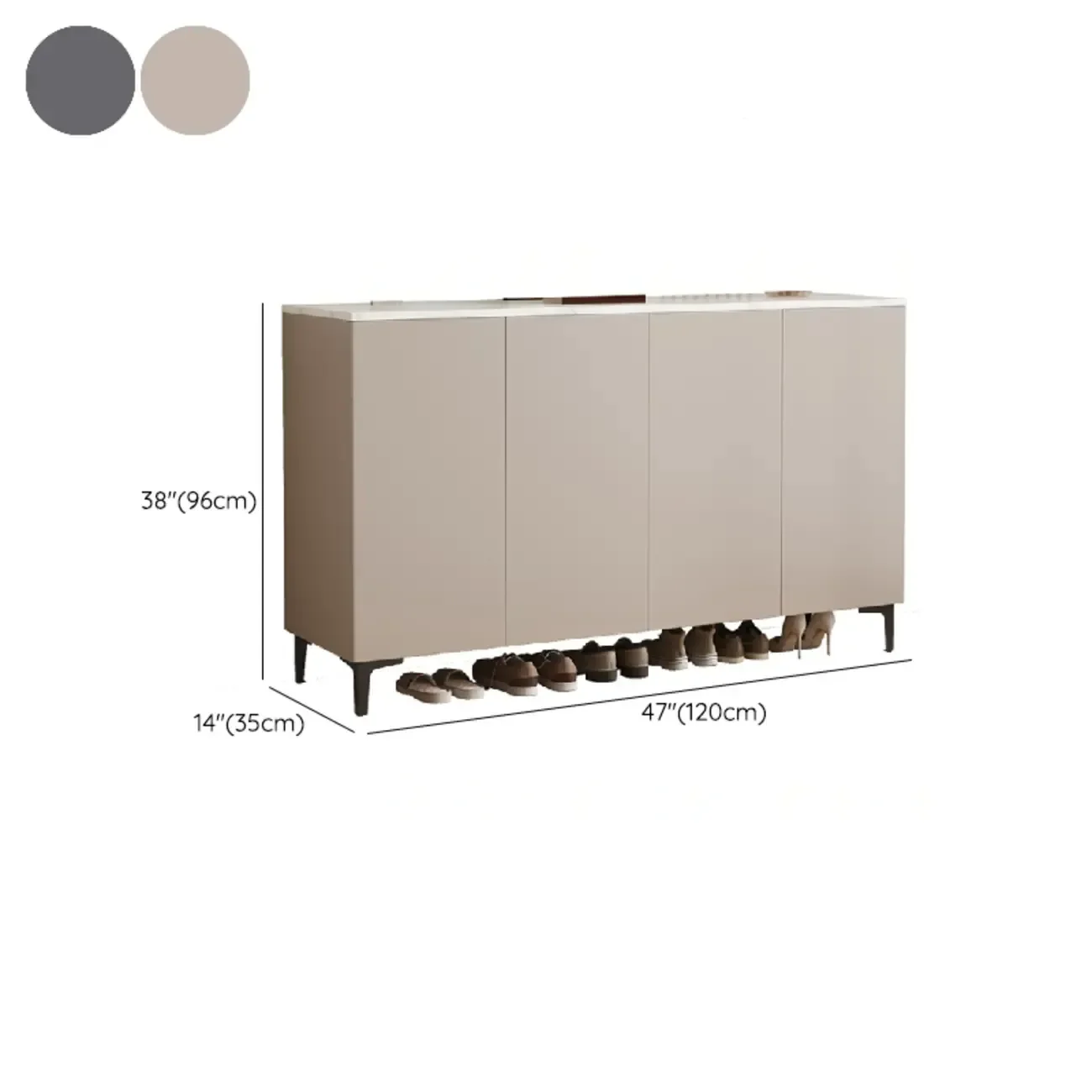 5-Tier Compact Modern Off-White Entryway Shoe Cabinet