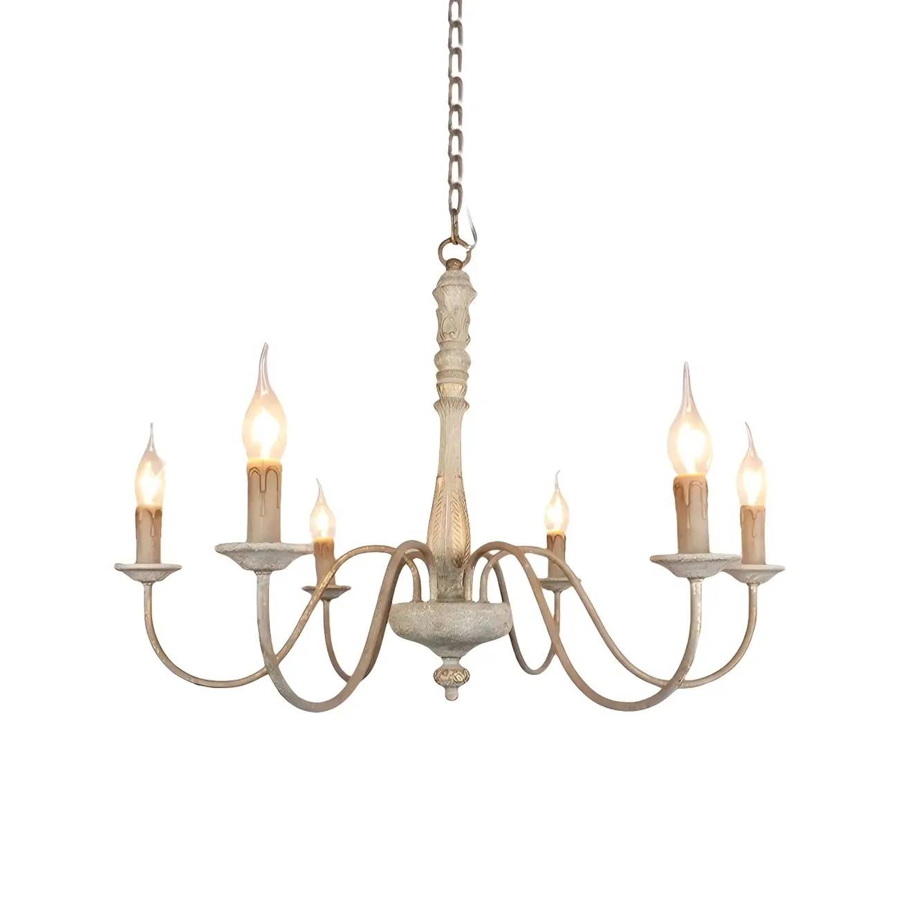 Traditional Adjustable 6-light Empire Wood Candelabra Chandelier