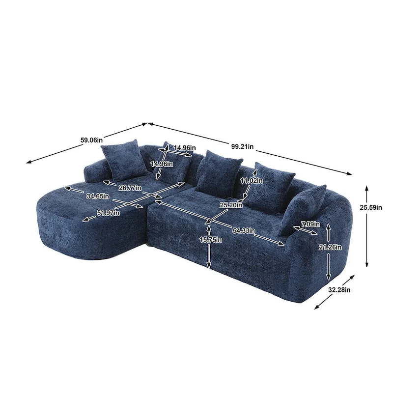 L-Shaped Sectional Sofa (3-Seater)