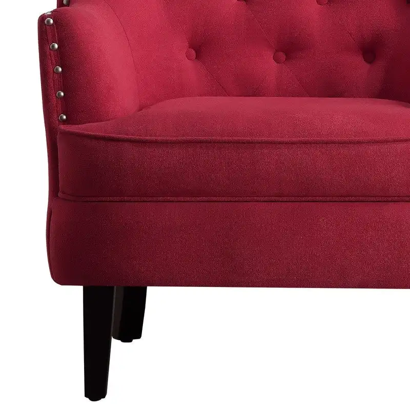 Moser Bay Mignon Velvet / Linen 30 Wide Tufted Wingback Accent Chair