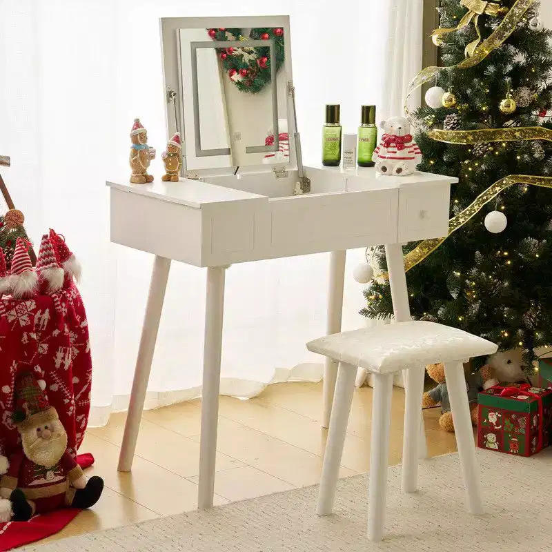 White Dressing Table Set With Led