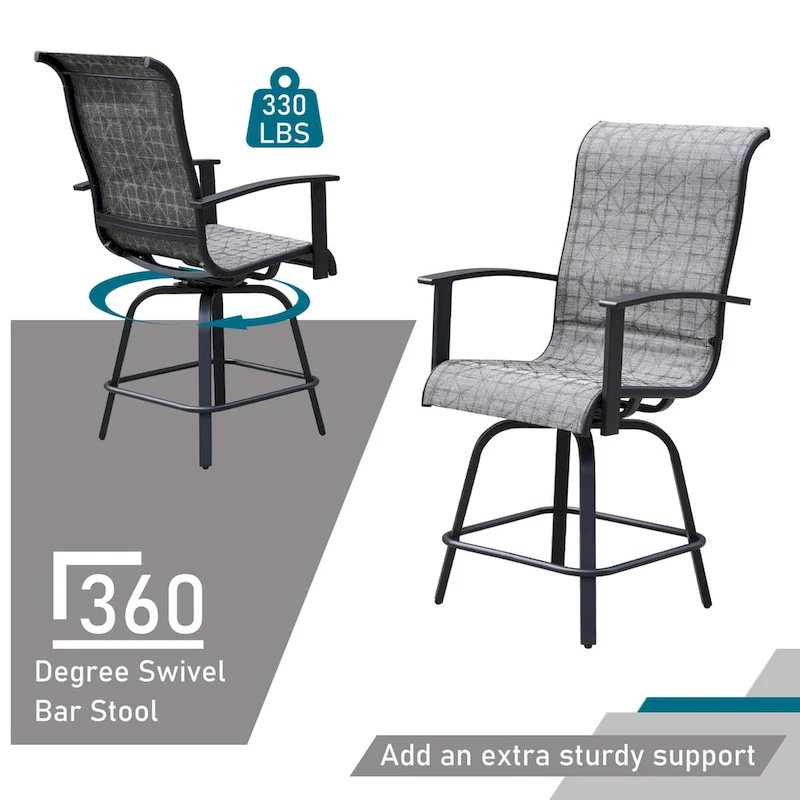 Teslin 47 in. Detachable Swivel Bar Stool,Black & Grey Plaid - N/A