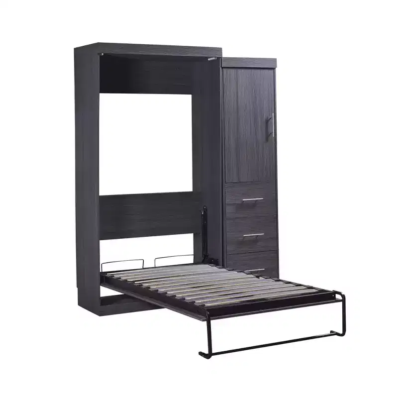 Whisen Wood Murphy Bed with Wardrobe and Drawers