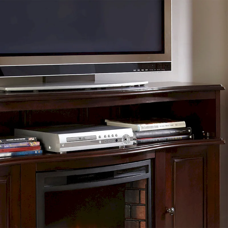 Pleasant Hearth Merrill 54 TV Stand with Electric Fireplace in Merlot - 54 inches in width