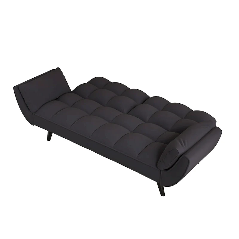 Black 57 Convertible Loveseat Sofa Bed with Adjustable Backrest, Pillows