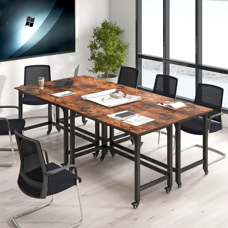 Costway 1/2/4 PCS Rolling Computer Desk Metal Frame PC Laptop Table