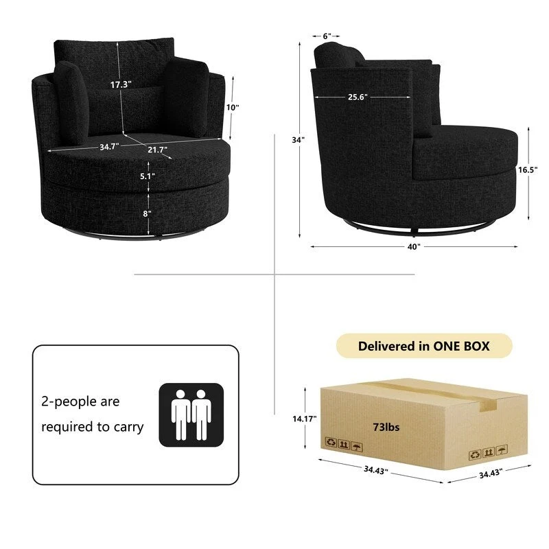 Chenille Swivel Soft Modern Upholstered Accent Chair (Set of 2)