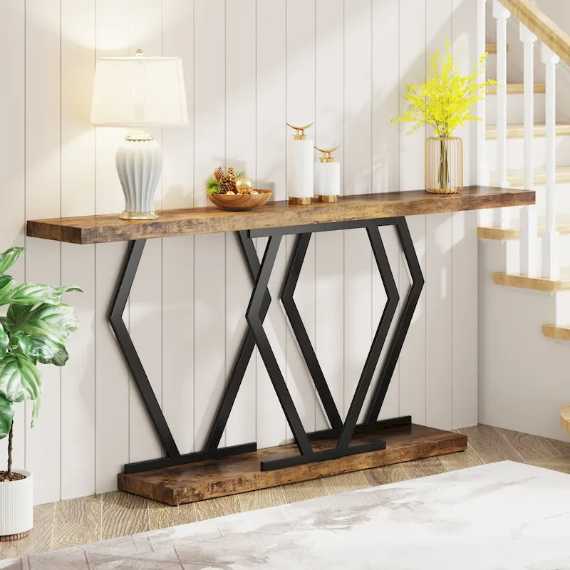 White Faux Marble Console Table 70.9