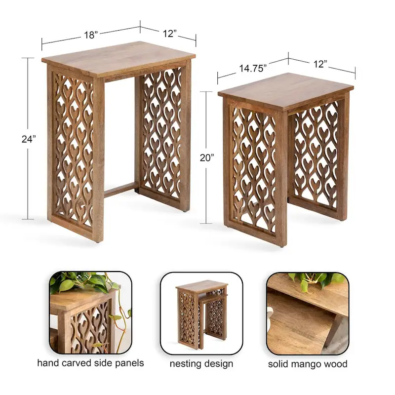 Kate and Laurel Karni Wooden Nesting Tables - 2 Piece
