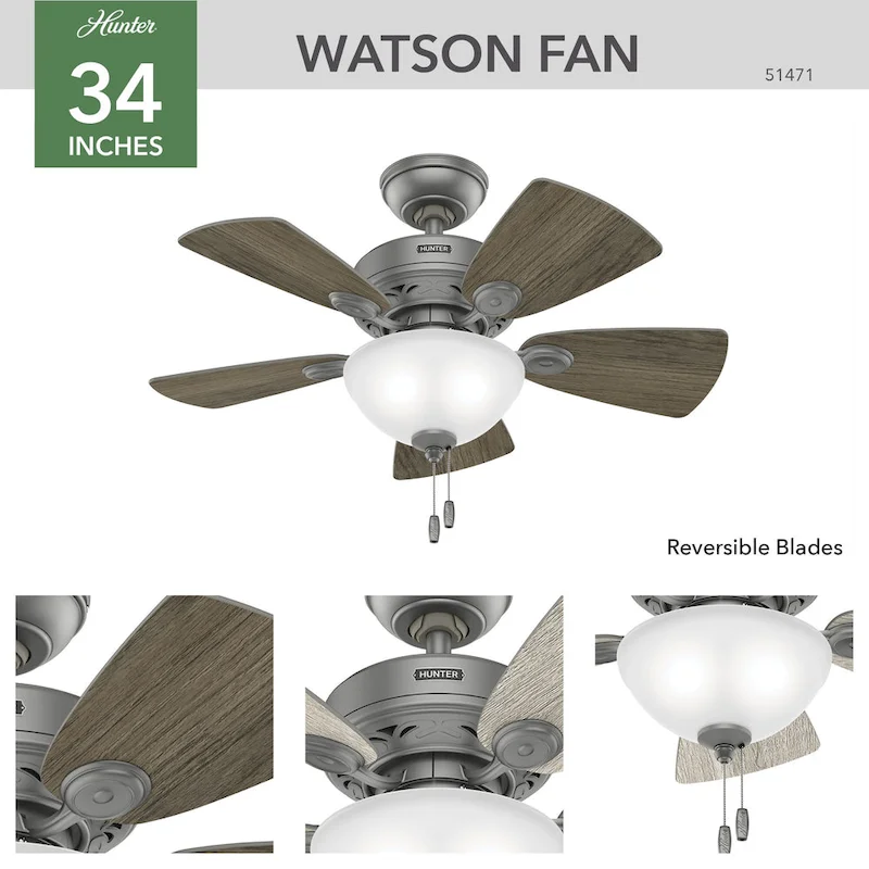 Hunter Fan 34  Watson - White