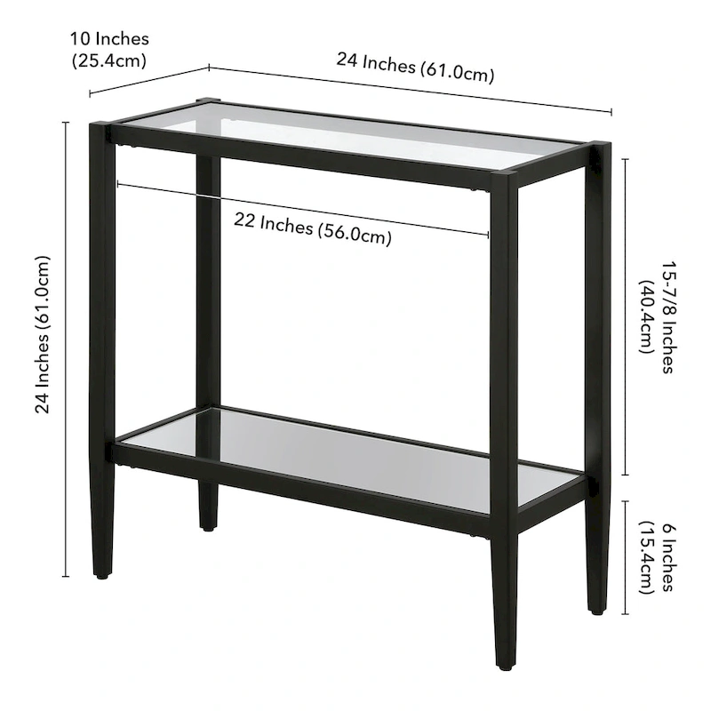 Hera 24 Rectangular Side Table with Glass Shelf