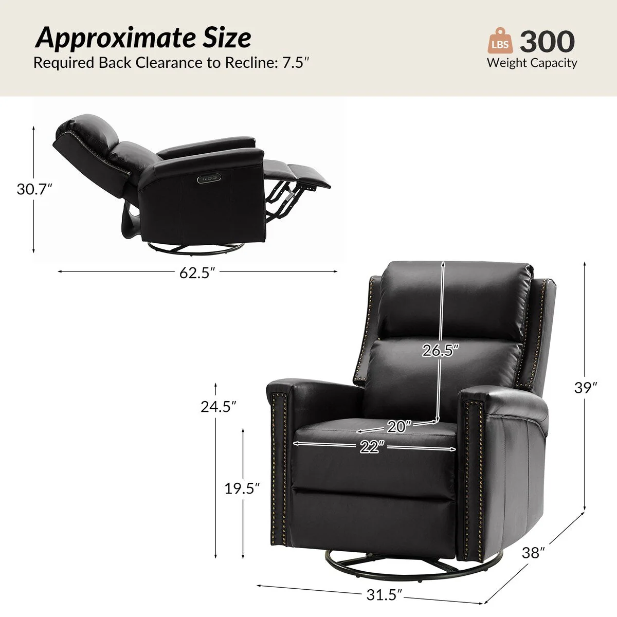 Tobias Traditional Swivel And Rocker Power Recliner Set of 2 by HULALA HOME