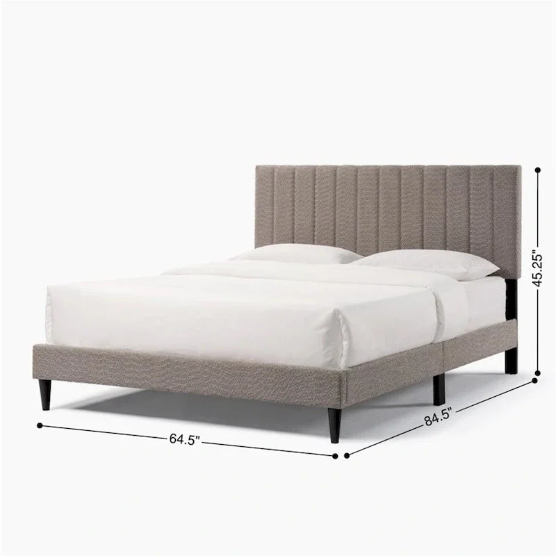 Queen Size Upholstered Platform Bed with Tufted Headboard