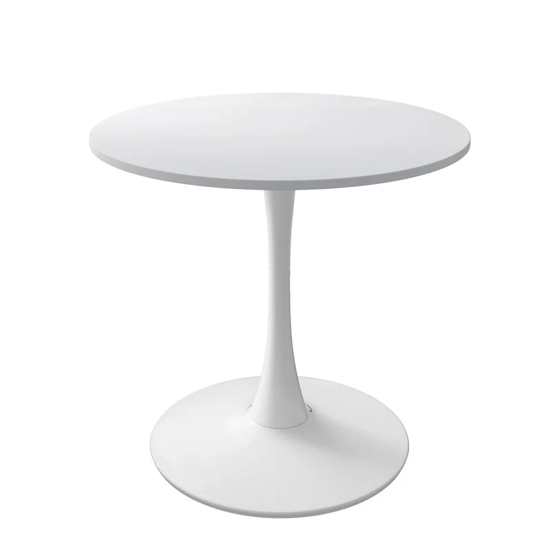 Round Dining Table with Metal Base – White Marble / Black Marble / Oak+Black / Black / White / Natural+White, Seats 2-4