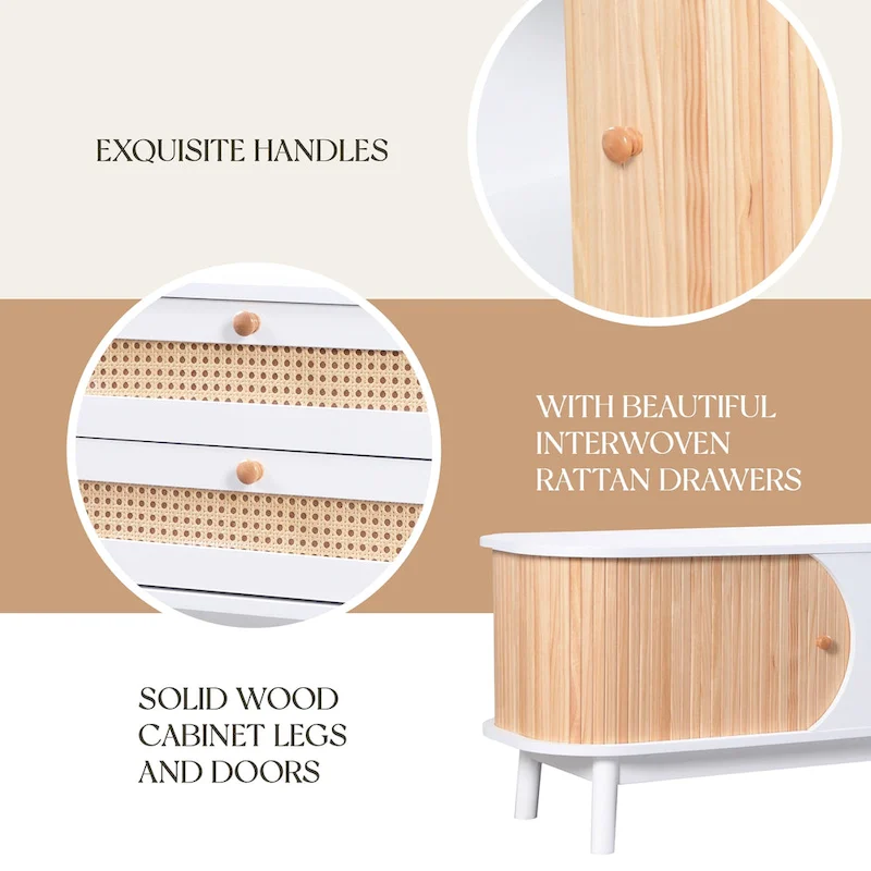Modern Farmhouse Rattan TV Stand
