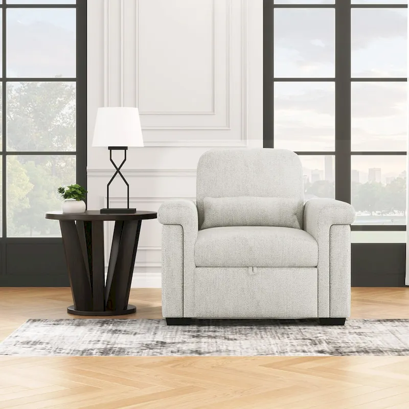 Living Room Lounger Chair 3 in 1 Convertible Sleeper Chair with Pillow