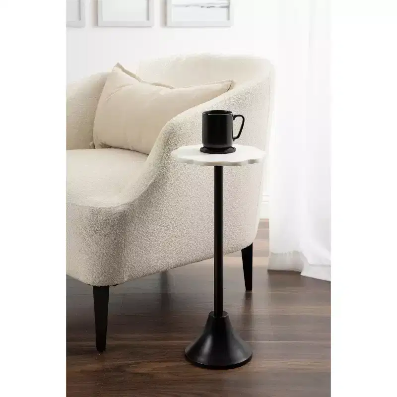 Kate and Laurel Sanzo Scalloped Marble and Metal Drink Table