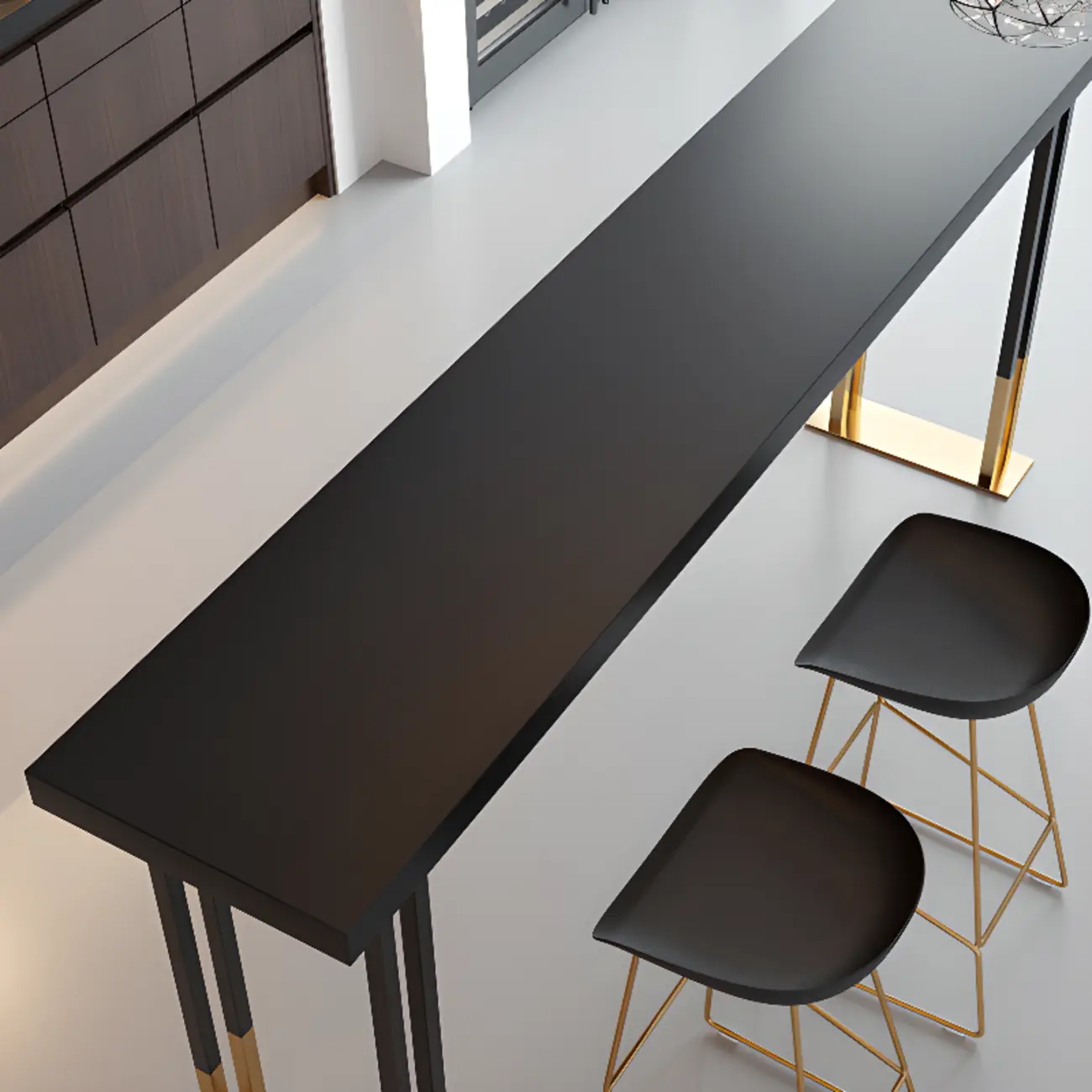 Lavish Black Gold Wood Metal Sled Bar Tables