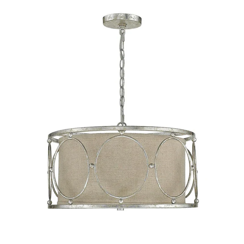 Distressed Silver Farmhouse 3 Light Drum Pendant