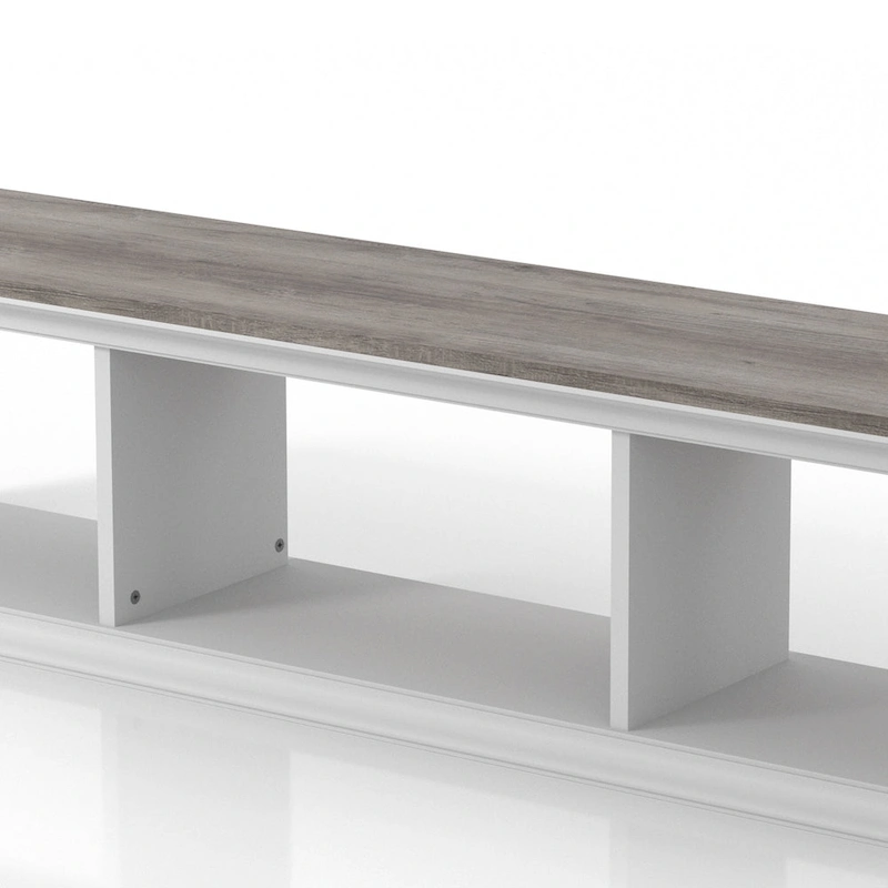 DH BASIC Transitional White 63-Inch 3-Shelf Floating TV Stand by Denhour