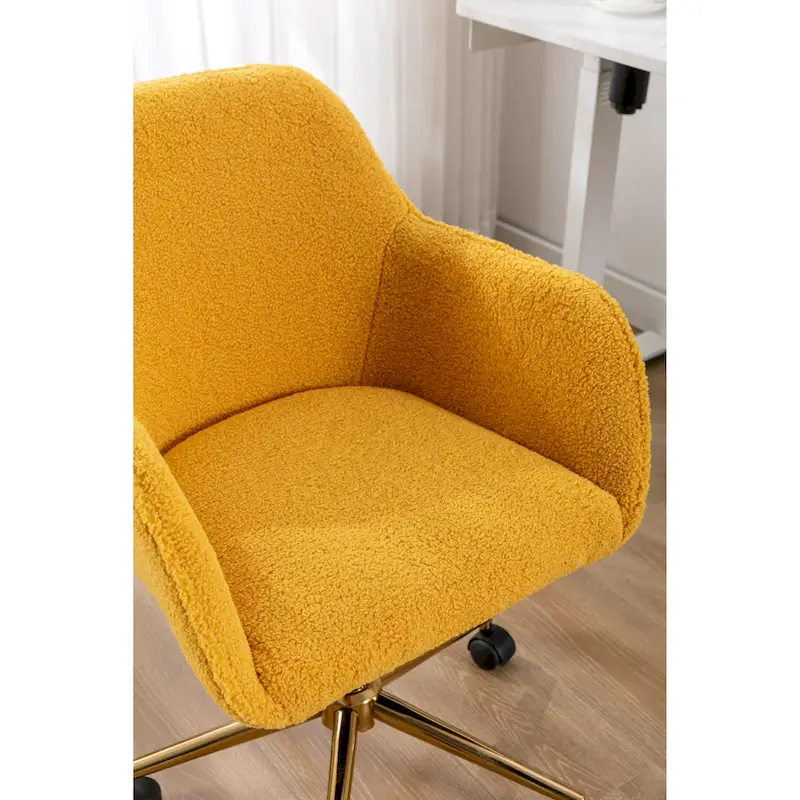 Modern Home Office Chair with Gold Metal Legs and Universal Wheels