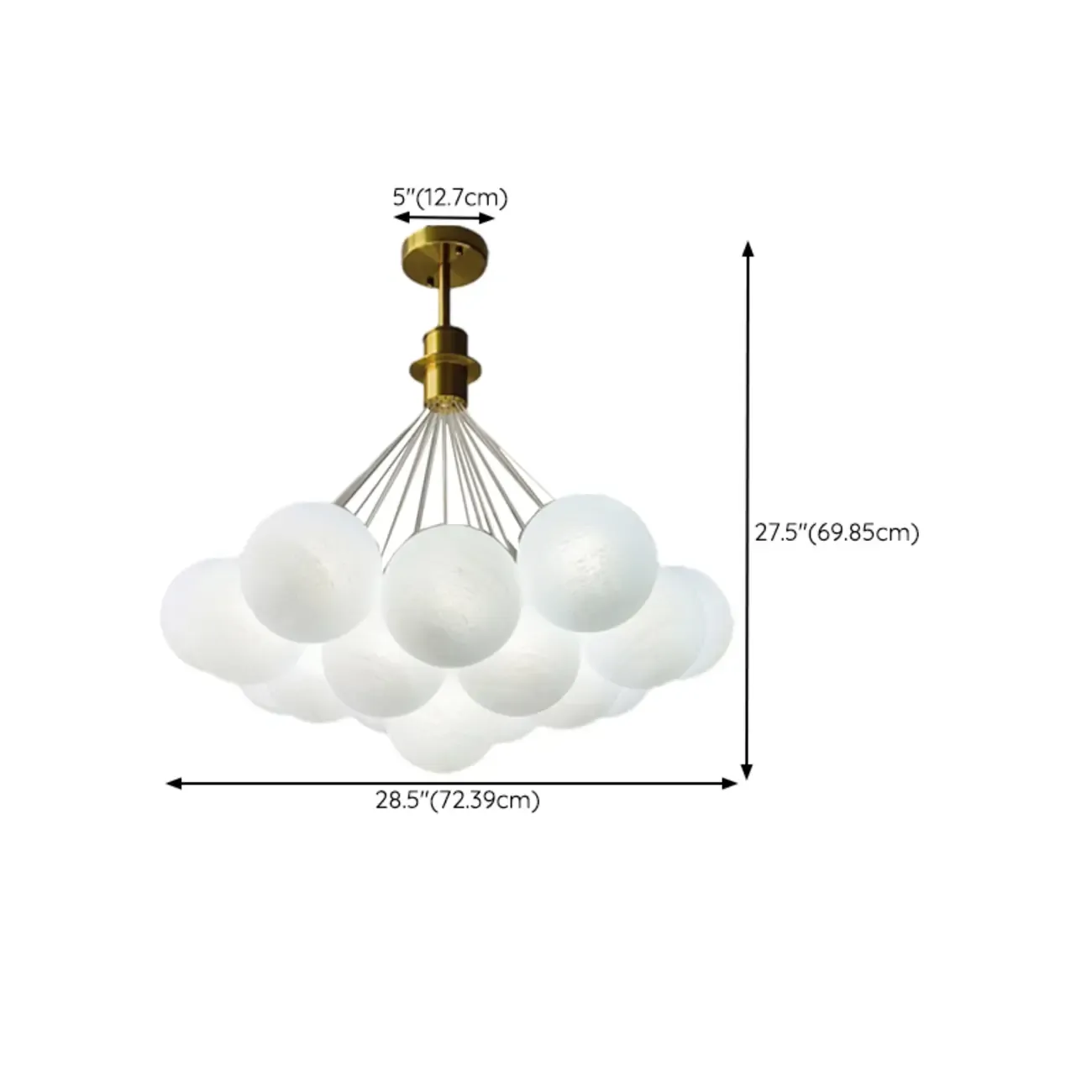 White Matte Glass Shade Multi Globe Light Chandelier