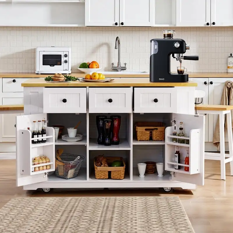 Frost 53inch Large Kitchen Island with Drop Leaf